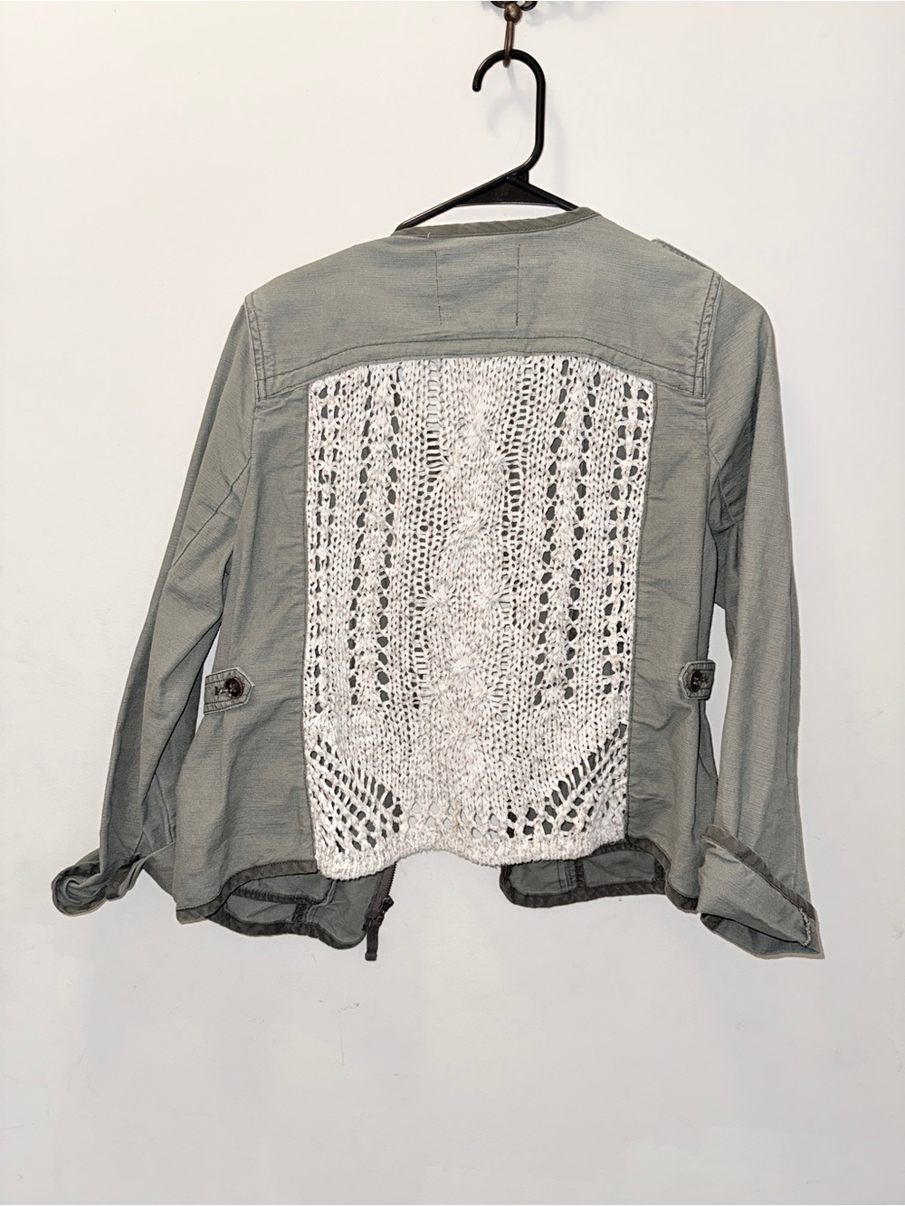 Anthropologie Daughters of the Liberation Utility Jacket with White Crochet